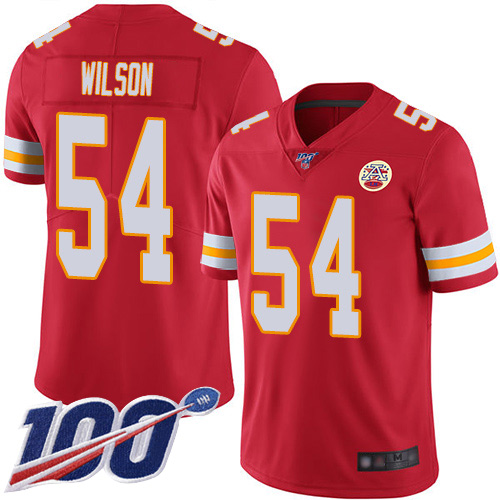 Men Kansas City Chiefs 54 Wilson Damien Red Team Color Vapor Untouchable Limited Player 100th Season Nike NFL Jersey